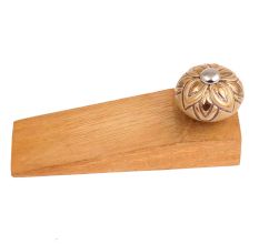 Golden Flower Ceramic Wooden Door Stopper