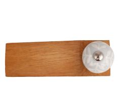 Grey Leaf Ceramic Floral Wooden Door Stopper