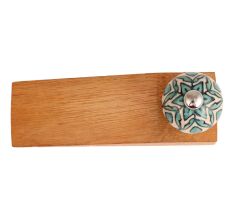 Sea Green Flower Ceramic Wooden Door Stopper