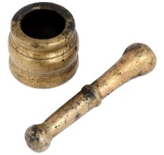 Indian Brass Mortar And Pestle Set