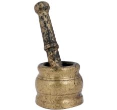 Indian Brass Mortar And Pestle Set