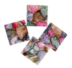 Multicolor Square Agate Coasters Set of 4 Pieces