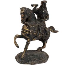 Brass Soilder Statue Riding Horse and Blowing Trumpet