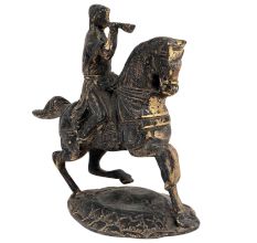 Brass Soilder Statue Riding Horse and Blowing Trumpet