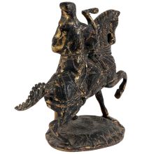 Brass Soilder Statue Riding Horse and Blowing Trumpet