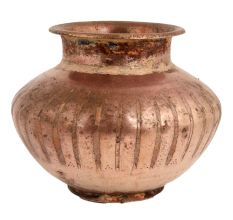 Copper Fluted Design Holy Water Pot