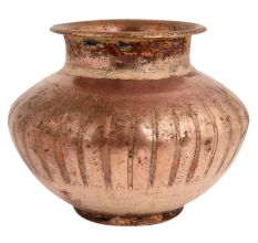 Copper Fluted Design Holy Water Pot