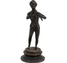 Brass English village boy statue Playing Flute