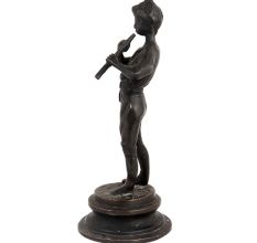 Brass English village boy statue Playing Flute