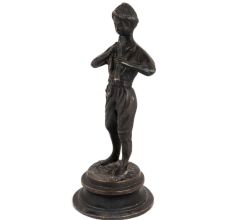 Brass English village boy statue Playing Flute