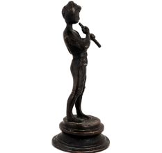 Brass English village boy statue Playing Flute