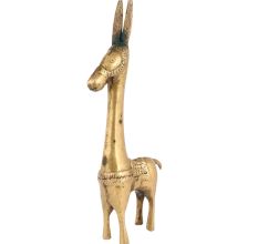 Golden Brass Tribal Horse Statue