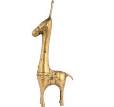 Golden Brass Tribal Horse Statue