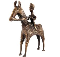 Tribal Statue Of Brass Rider On Horse