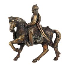 Brass Indian Solider Historic Statue