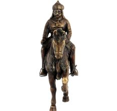 Brass Indian Solider Historic Statue