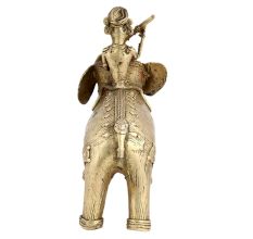 Tribal Brass Elephant Rider Handcrafted Statue