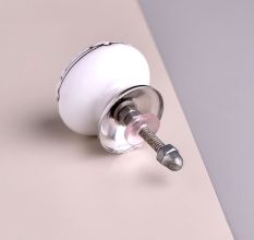 Cream Etched Floral Ceramic Cabinet Knob