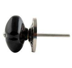 Solid Black Square Medium Ceramic Cabinet Knob