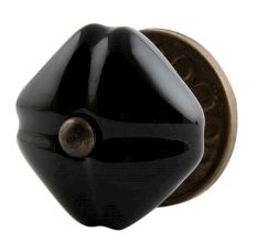 Solid Black Square Medium Ceramic Cabinet Knob