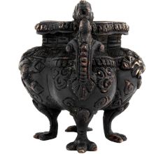 Brass Chinese Design Planter Burner Pot In Black Polish