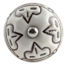 Cream Etched Floral Ceramic Wine Bottle Stopper