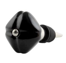 Solid Black Mediium Square Ceramic Wine Bottle Stopper