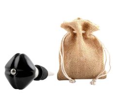 Solid Black Mediium Square Ceramic Wine Bottle Stopper