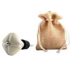 Solid Cream Mediium Square Ceramic Wine Bottle Stopper