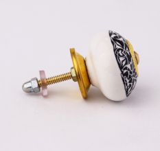 Black And White Floral Ceramic Dresser Knob