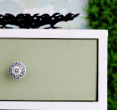 Black And White Floral Ceramic Dresser Knob