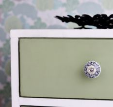 Black And White Floral Ceramic Dresser Knob