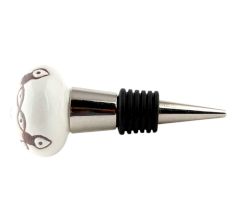 Cream Etched Chain Design Ceramic Wine Bottle Stopper