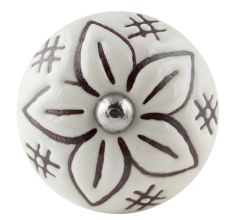 Cream Etched Floral Ceramic Wine Bottle Stopper