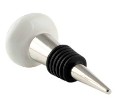 Cream Etched Floral Ceramic Wine Bottle Stopper