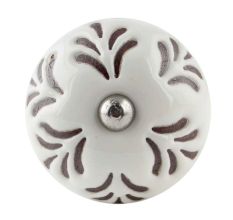 Cream Etched Leaf Ceramic Wine Bottle Stopper