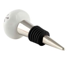 Cream Etched Leaf Ceramic Wine Bottle Stopper