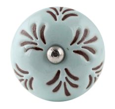 Light Sage Green Etched Leaf Ceramic Wine Bottle Stopper