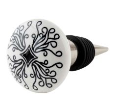 Black Leaf Flat Ceramic Wine Bottle Stopper