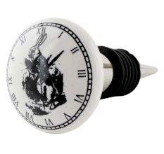 Black Rabbit Clock Ceramic Wine Bottle Stopper