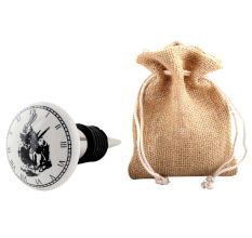 Black Rabbit Clock Ceramic Wine Bottle Stopper