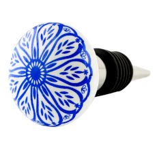 Blue Daisy Flat Ceramic Wine Bottle Stopper