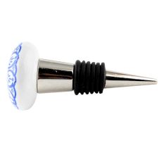 Blue Daisy Flat Ceramic Wine Bottle Stopper