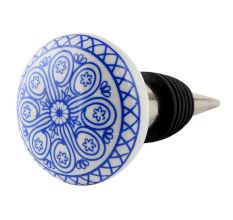 Blue Wheel Flat Ceramic Wine Bottle Stopper