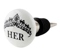 Her Ceramic Flat Wine Bottle Stopper