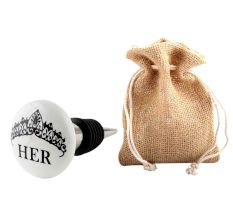Her Ceramic Flat Wine Bottle Stopper