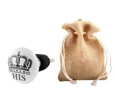 His Ceramic Flat Wine Bottle Stopper