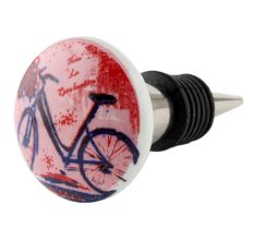 Multicolor Bicycle Flat Ceramic Wine Bottle Stopper