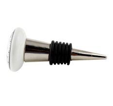 Potter Stone White Flat Ceramic Wine Bottle Stopper