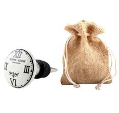 Potter Stone White Flat Ceramic Wine Bottle Stopper